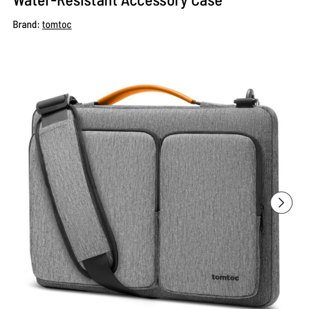 Gray and Orange Laptop Accessory Case with Water-Resistant Padding